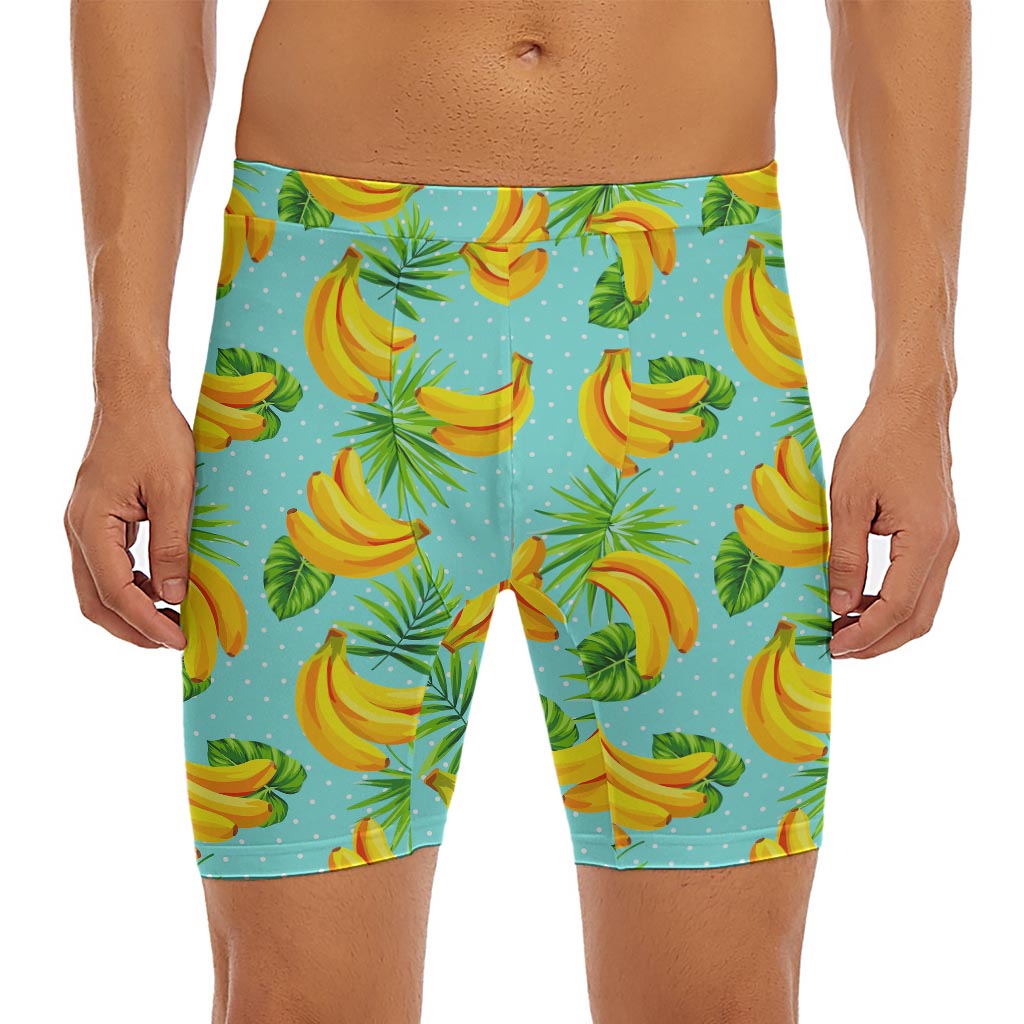Banana Palm Leaf Pattern Print Men's Long Boxer Briefs