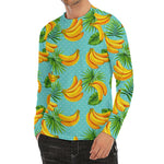 Banana Palm Leaf Pattern Print Men's Long Sleeve Rash Guard