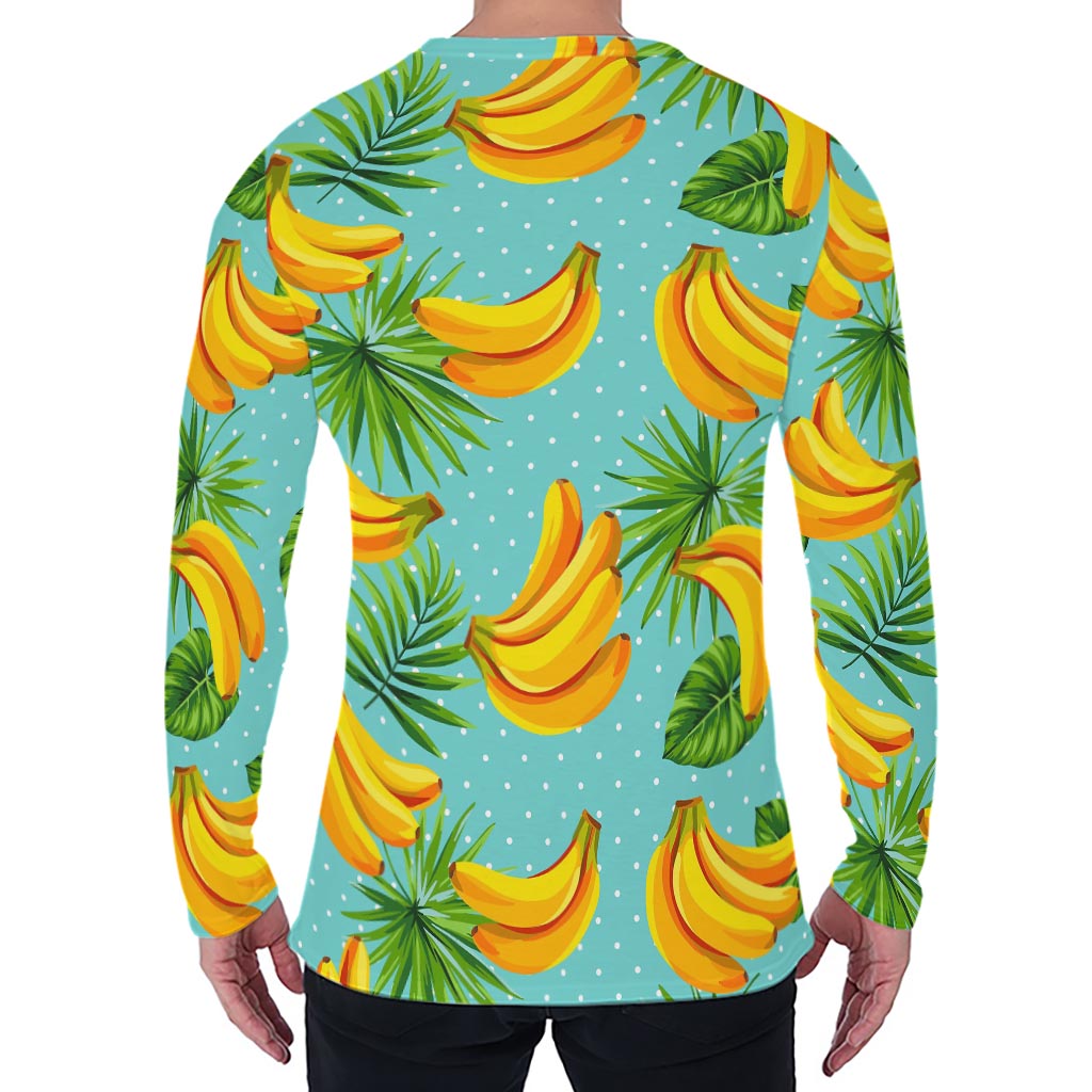 Banana Palm Leaf Pattern Print Men's Long Sleeve T-Shirt