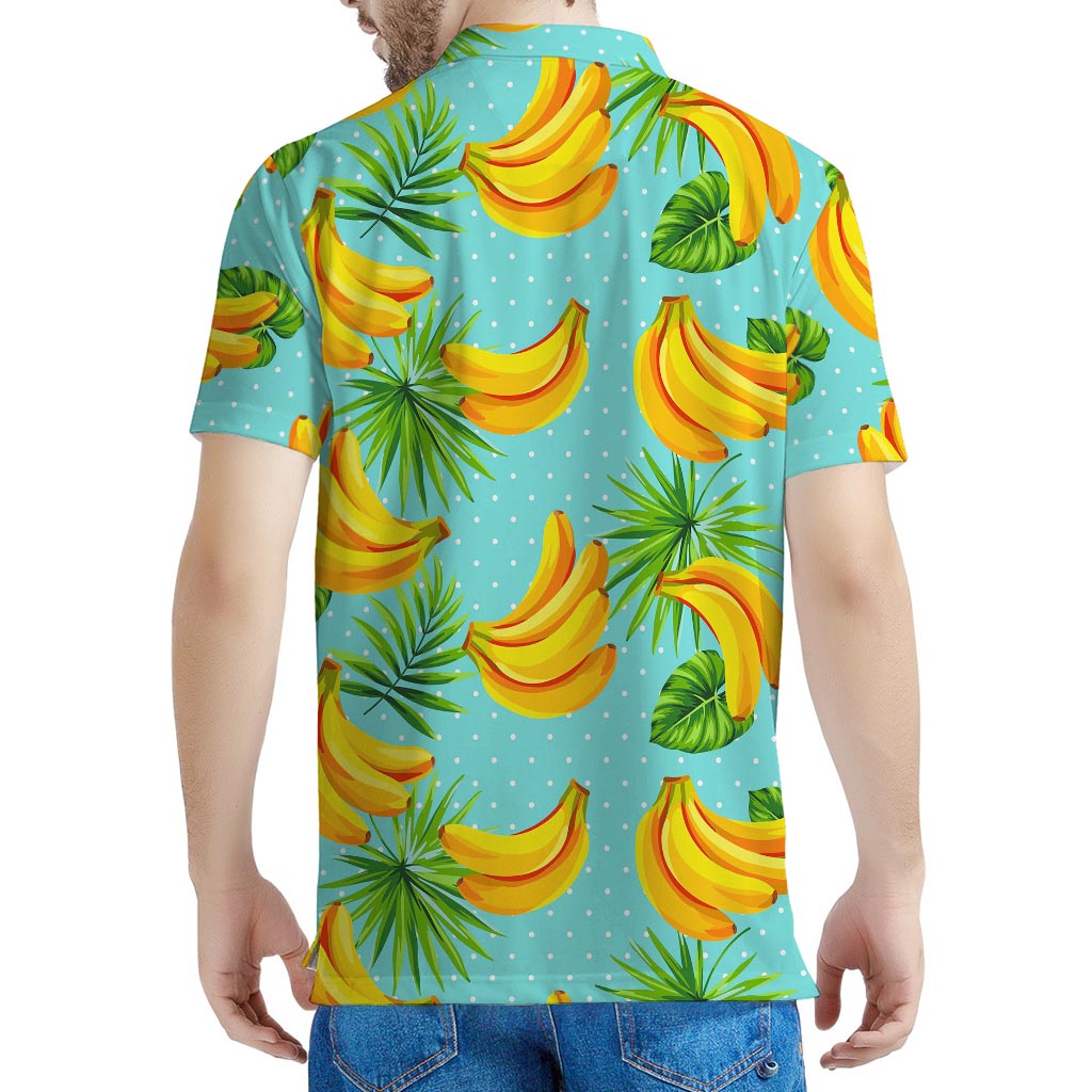 Banana Palm Leaf Pattern Print Men's Polo Shirt