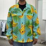 Banana Palm Leaf Pattern Print Men's Shirt Jacket