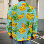 Banana Palm Leaf Pattern Print Men's Shirt Jacket