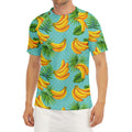 Banana Palm Leaf Pattern Print Men's Short Sleeve Rash Guard