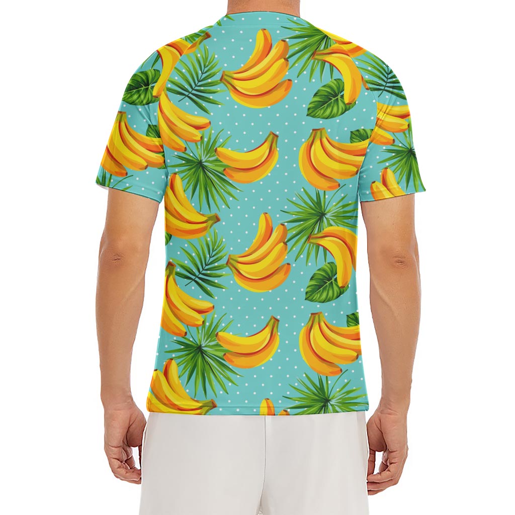 Banana Palm Leaf Pattern Print Men's Short Sleeve Rash Guard