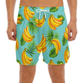 Banana Palm Leaf Pattern Print Men's Split Running Shorts