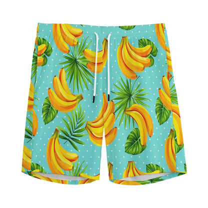 Banana Palm Leaf Pattern Print Men's Sports Shorts