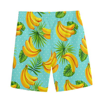 Banana Palm Leaf Pattern Print Men's Sports Shorts