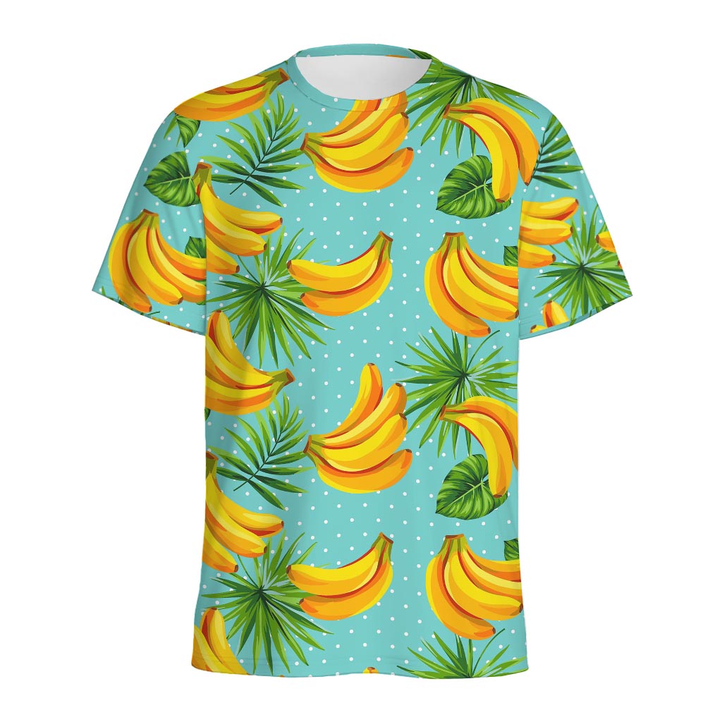 Banana Palm Leaf Pattern Print Men's Sports T-Shirt