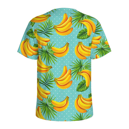 Banana Palm Leaf Pattern Print Men's Sports T-Shirt