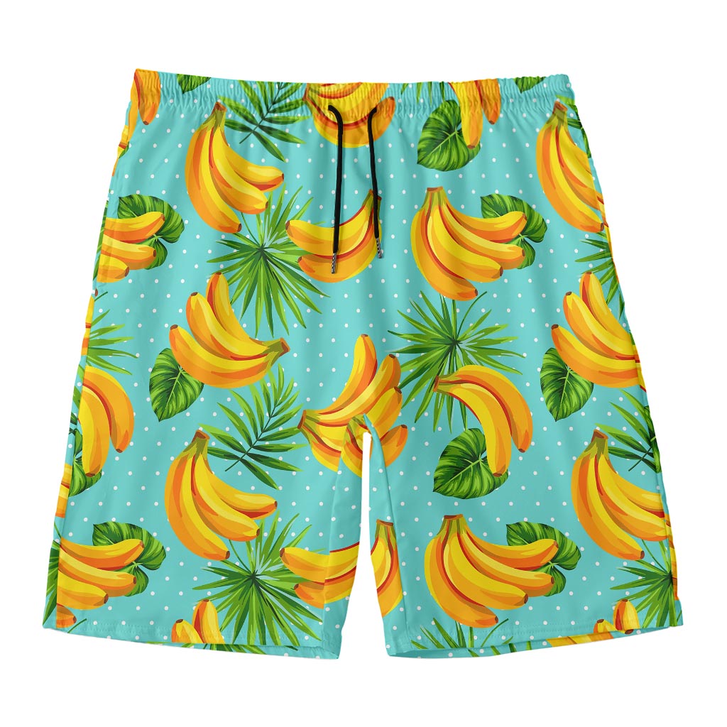 Banana Palm Leaf Pattern Print Men's Swim Trunks