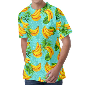 Banana Palm Leaf Pattern Print Men's Velvet T-Shirt