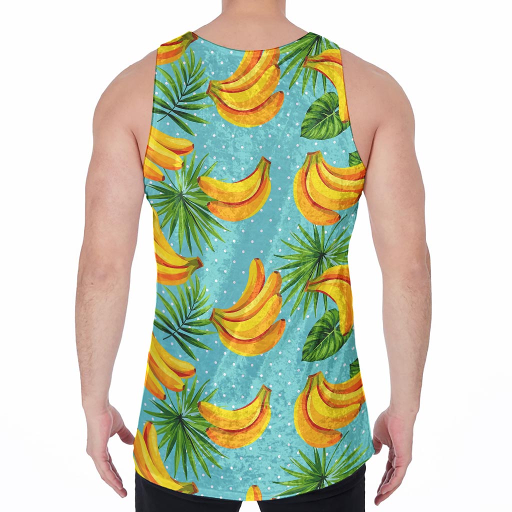 Banana Palm Leaf Pattern Print Men's Velvet Tank Top