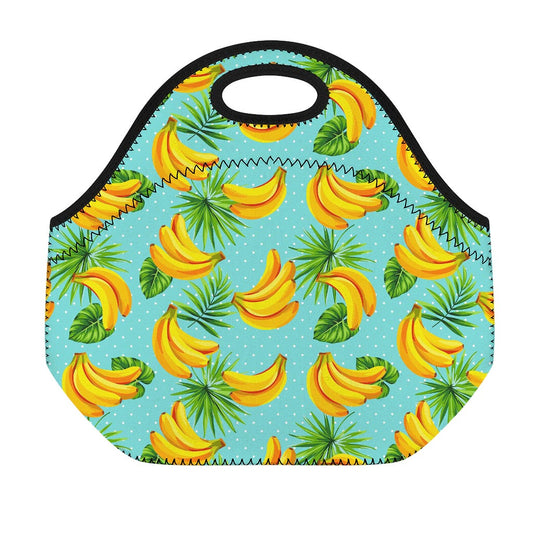 Banana Palm Leaf Pattern Print Neoprene Lunch Bag