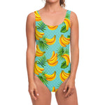 Banana Palm Leaf Pattern Print One Piece Swimsuit
