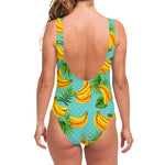 Banana Palm Leaf Pattern Print One Piece Swimsuit