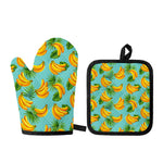 Banana Palm Leaf Pattern Print Oven Mitt And Pot Holder Set