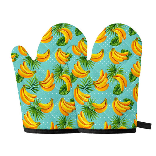 Banana Palm Leaf Pattern Print Oven Mitts