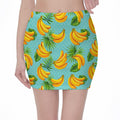 Banana Palm Leaf Pattern Print Pencil Mini Skirt