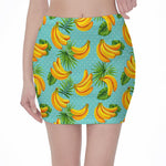 Banana Palm Leaf Pattern Print Pencil Mini Skirt