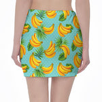 Banana Palm Leaf Pattern Print Pencil Mini Skirt