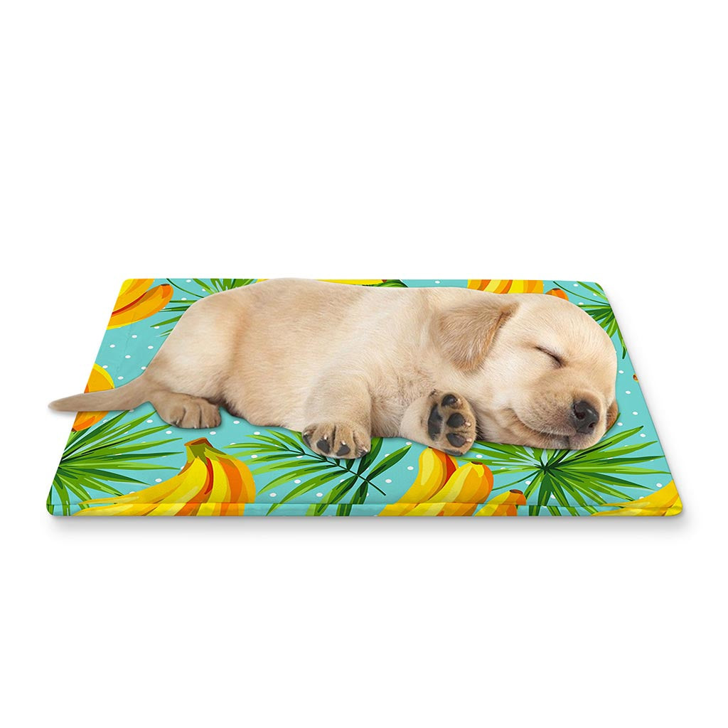 Banana Palm Leaf Pattern Print Pet Cooling Mat Cover
