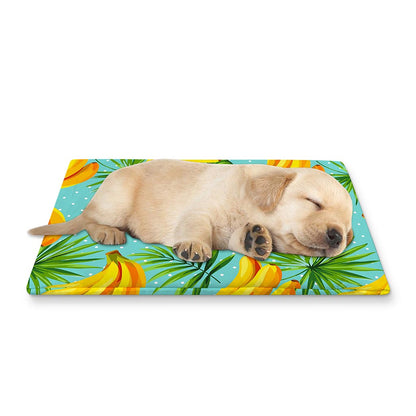 Banana Palm Leaf Pattern Print Pet Cooling Mat Cover
