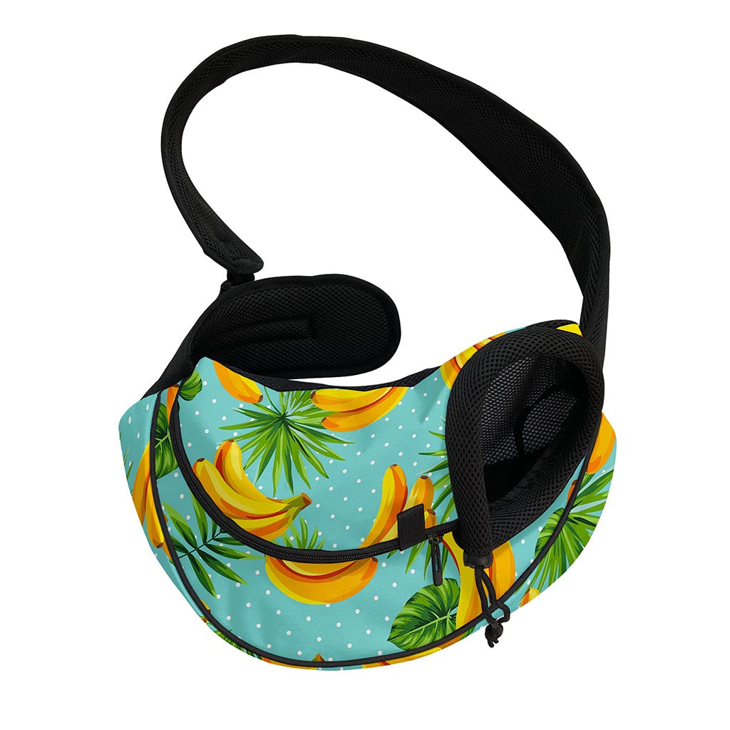 Banana Palm Leaf Pattern Print Pet Sling Carrier