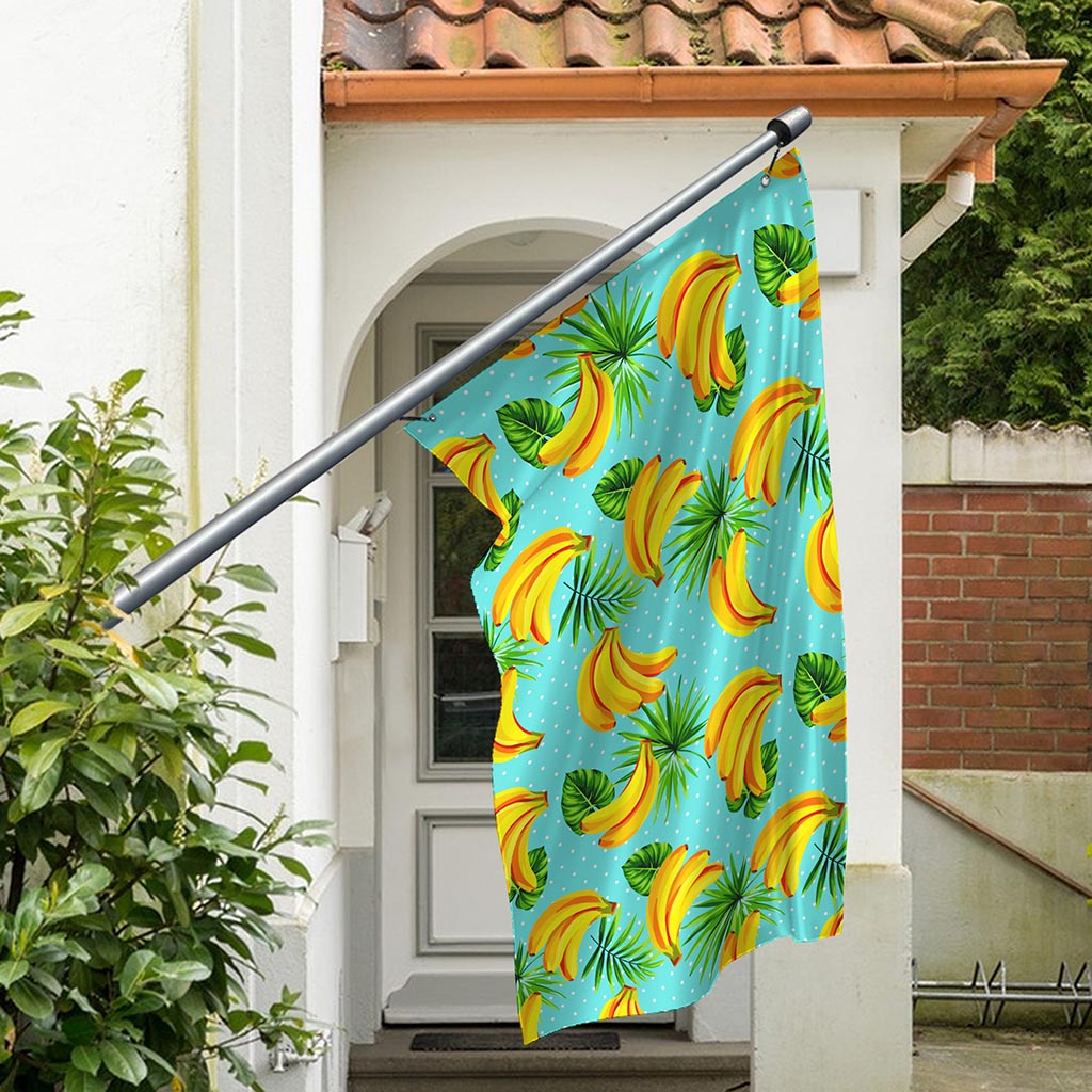 Banana Palm Leaf Pattern Print Polyester Flag