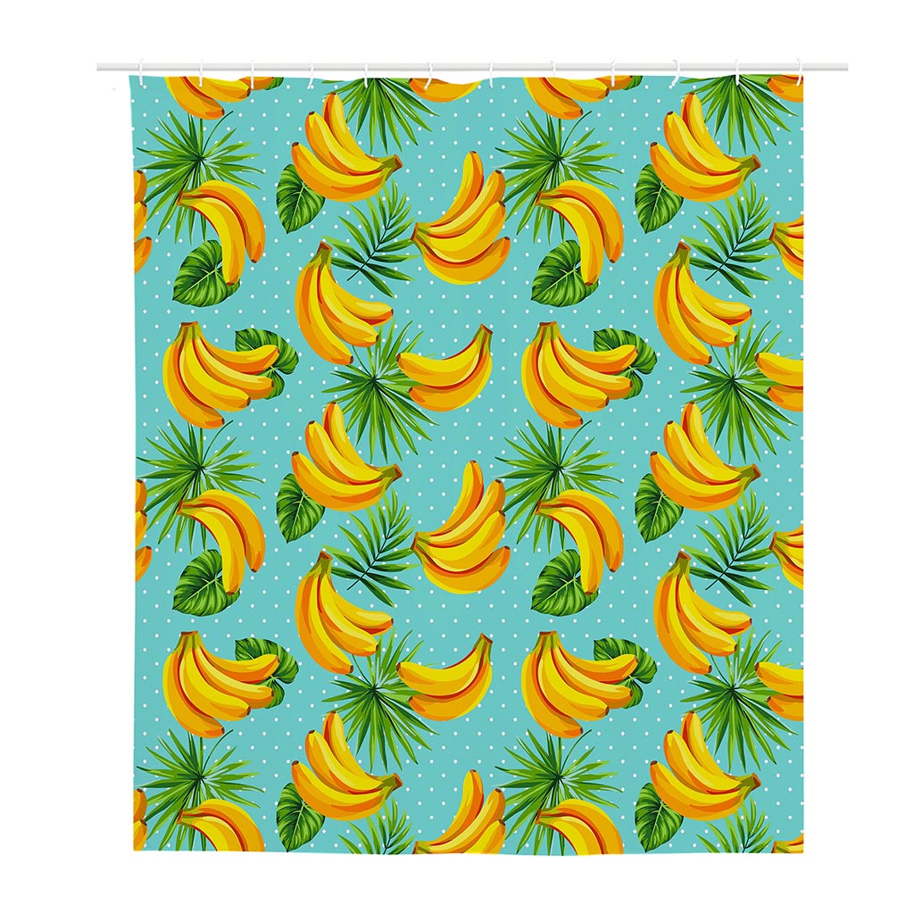 Banana Palm Leaf Pattern Print Polyester Shower Curtain
