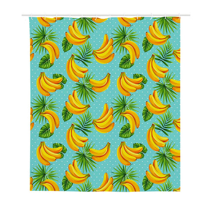 Banana Palm Leaf Pattern Print Polyester Shower Curtain