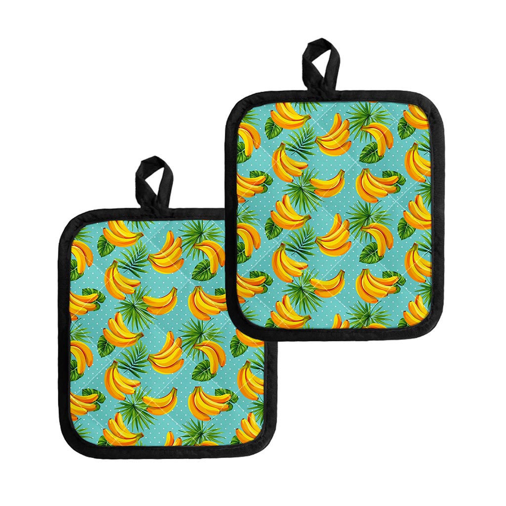 Banana Palm Leaf Pattern Print Pot Holders