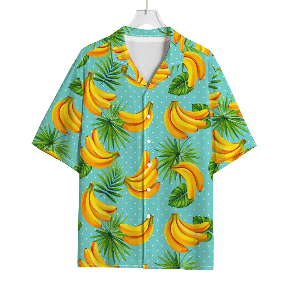 Banana Palm Leaf Pattern Print Rayon Hawaiian Shirt