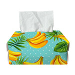 Banana Palm Leaf Pattern Print Rectangle Tissue Box Cover