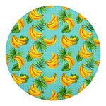 Banana Palm Leaf Pattern Print Round Blanket