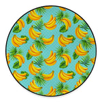 Banana Palm Leaf Pattern Print Round Floor Mat