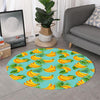 Banana Palm Leaf Pattern Print Round Rug