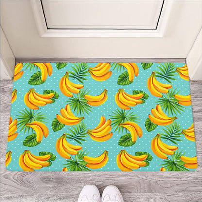 Banana Palm Leaf Pattern Print Rubber Doormat