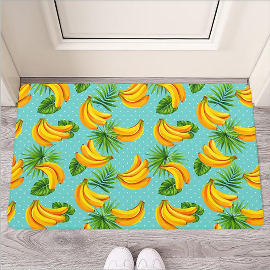 Banana Palm Leaf Pattern Print Rubber Doormat