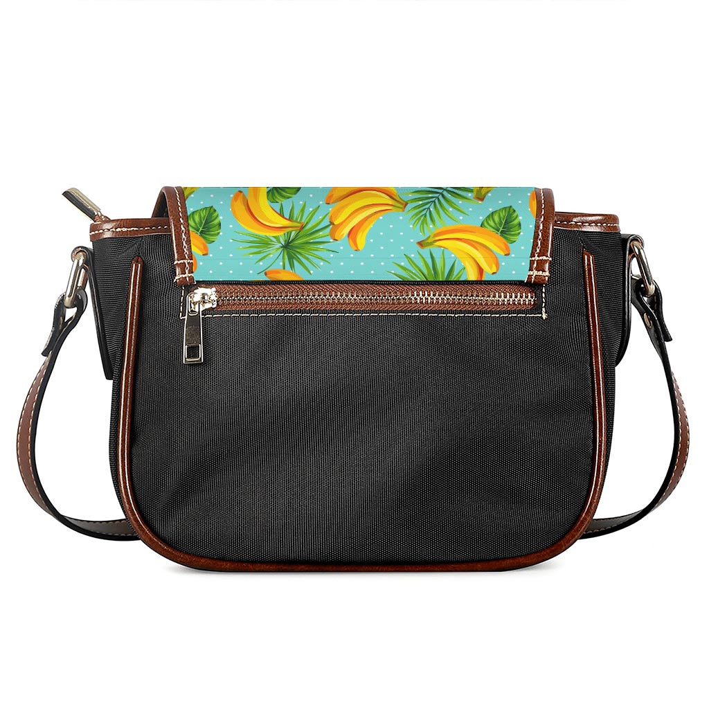 Banana Palm Leaf Pattern Print Saddle Bag