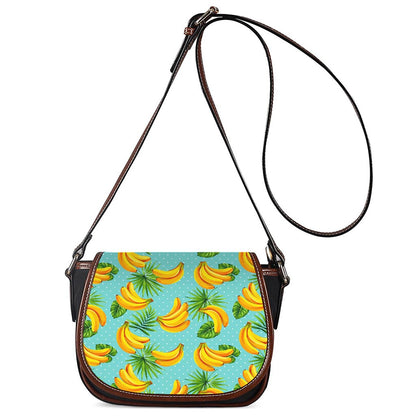 Banana Palm Leaf Pattern Print Saddle Bag