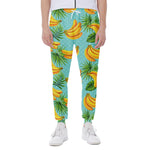 Banana Palm Leaf Pattern Print Scuba Joggers