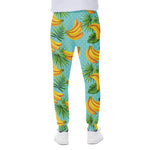 Banana Palm Leaf Pattern Print Scuba Joggers