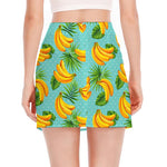 Banana Palm Leaf Pattern Print Side Slit Mini Skirt