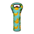 Banana Palm Leaf Pattern Print Single Neoprene Wine Tote