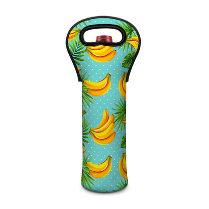 Banana Palm Leaf Pattern Print Single Neoprene Wine Tote