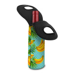 Banana Palm Leaf Pattern Print Single Neoprene Wine Tote
