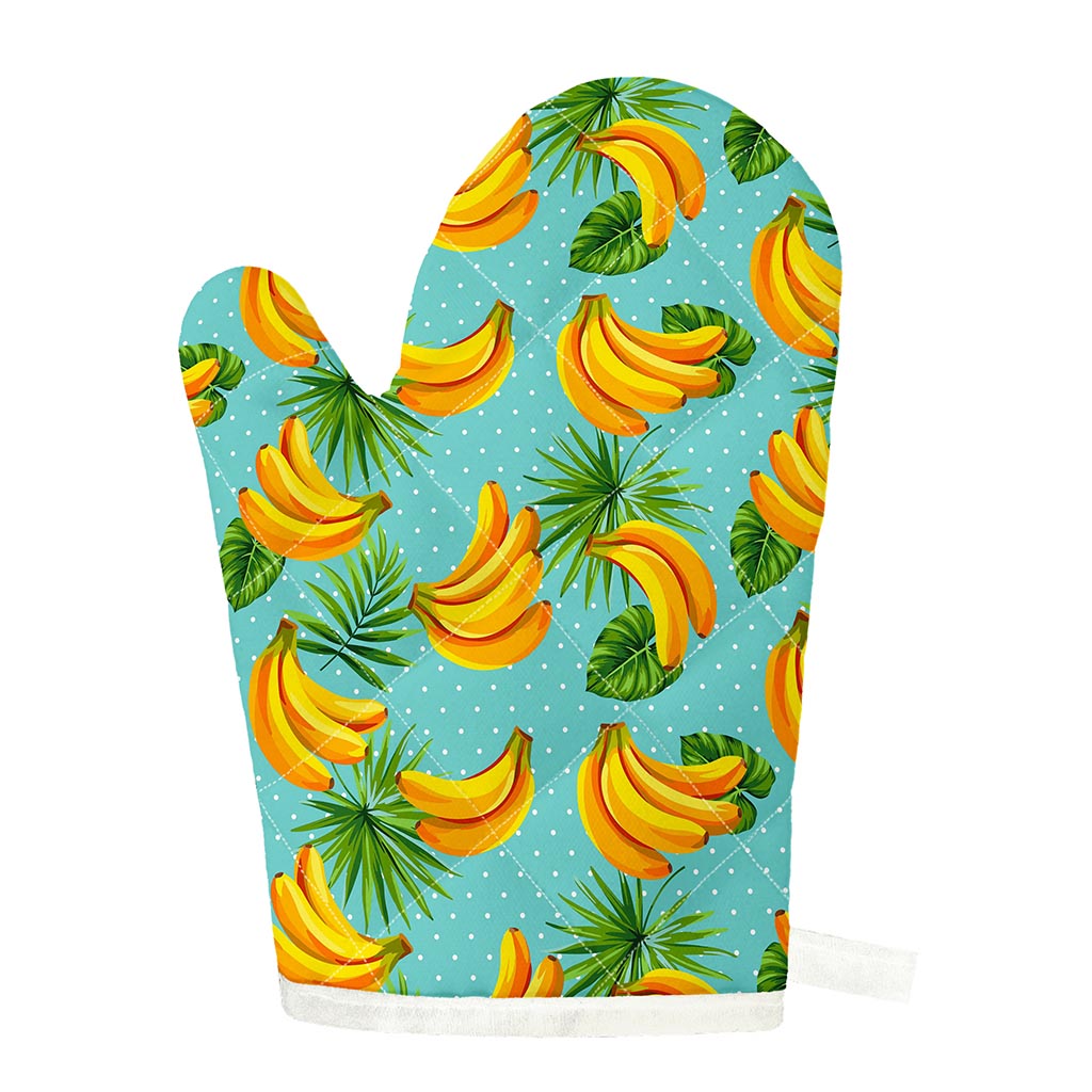 Banana Palm Leaf Pattern Print Single Oven Mitt