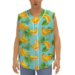 Banana Palm Leaf Pattern Print Sleeveless Baseball Jersey