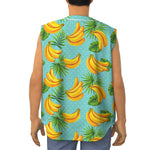 Banana Palm Leaf Pattern Print Sleeveless Baseball Jersey