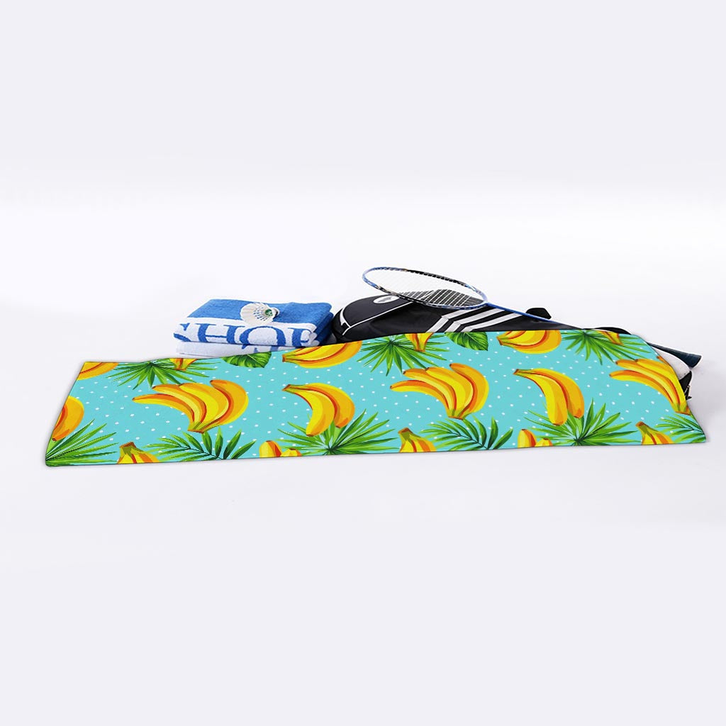 Banana Palm Leaf Pattern Print Sports Towel